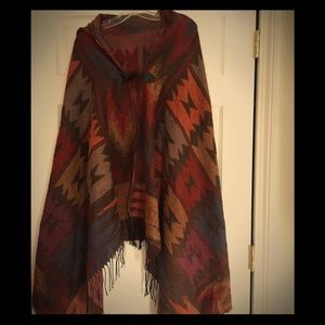 Boho Poncho with Tribal Design.